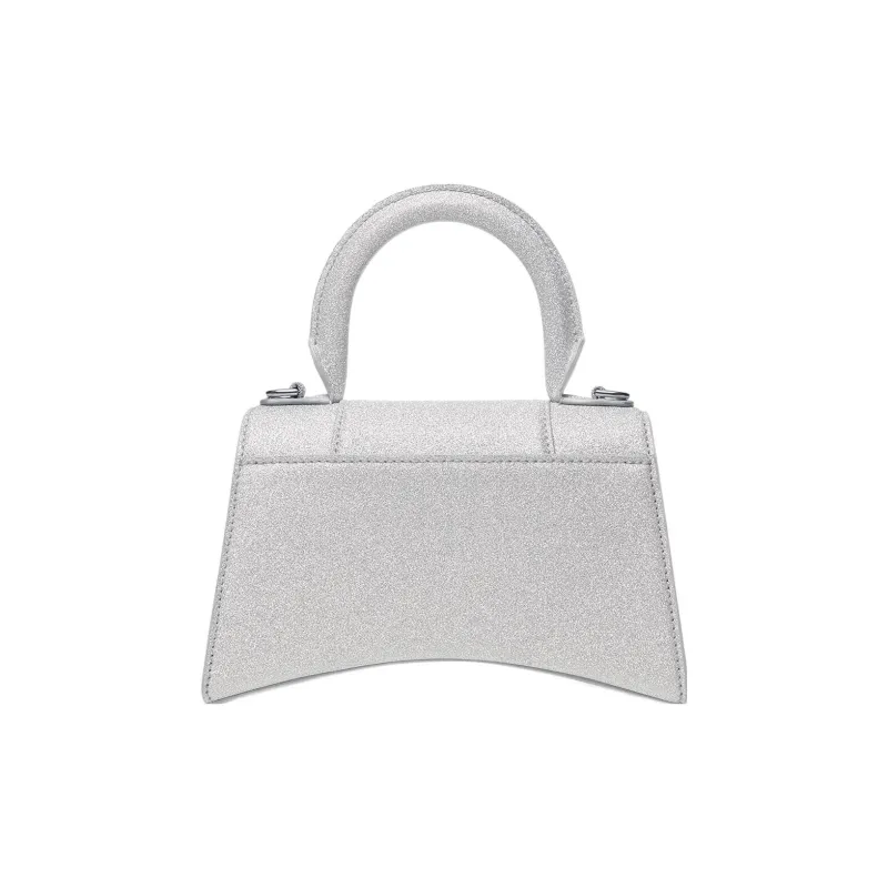 Balenciaga Hourglass Polyester With Polyurethane Shoulder Bag, Crossbody Bag, Handbag Extra Small Women's Silver-3