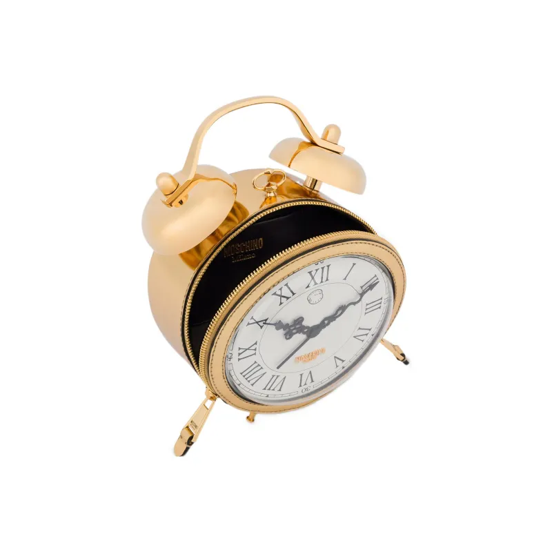 MOSCHINO Fabric With Calfskin Alarm Clock Bag Portable Crossbody Bag Shoulder Bag Women's Gold-1