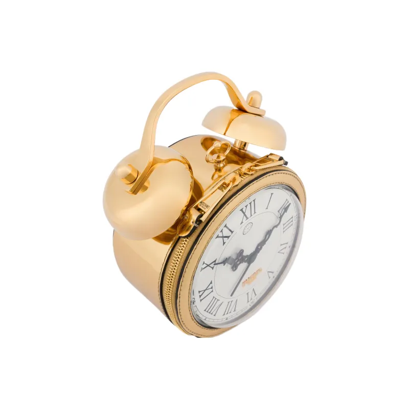 MOSCHINO Fabric With Calfskin Alarm Clock Bag Portable Crossbody Bag Shoulder Bag Women's Gold-2