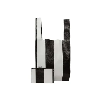 Balenciaga Leather Shopping Bags Regular Women's Black/White
