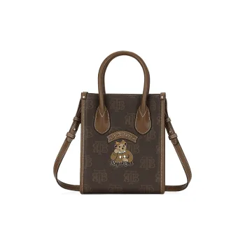 Teenie Weenie PVC Tote Bag, Shopping Bag, Crossbody Bag, Handbag Medium Size Women's Mocha/Caramel Brown
