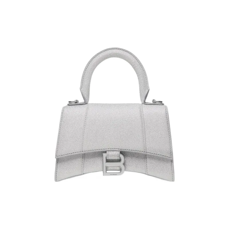 Balenciaga Hourglass Polyester With Polyurethane Shoulder Bag, Crossbody Bag, Handbag Extra Small Women's Silver-0