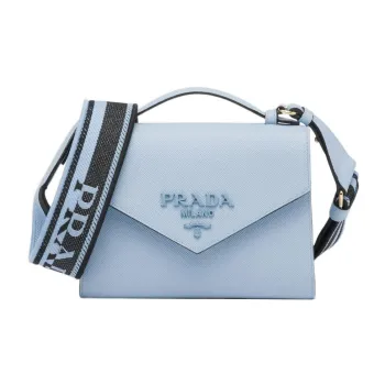 PRADA Saffiano Leather Messenger Bag, Handbag, Shoulder Bag, Crossbody Bag Women's Sky Blue