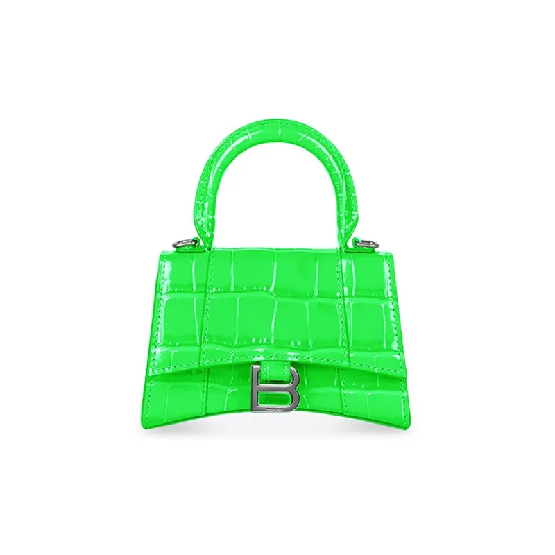 Balenciaga Hourglass Cow Leather Shoulder Bag Crossbody Bag Handbag Mini Women's Neon Green-0