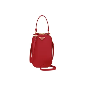 PRADA Saffiano Leather Shoulder Bag Crossbody Bag Handbag Mini Women's Red