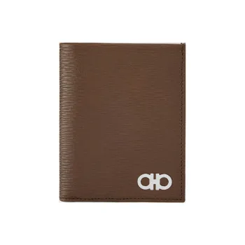 FERRAGAMO GANCINI Cow Leather Wallet Small Size Men's Brown