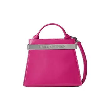 KARL LAGERFELD Leather Patchwork Cow Leather Shoulder Bag Crossbody Bag Handbag Small Size Women's Fuchsia