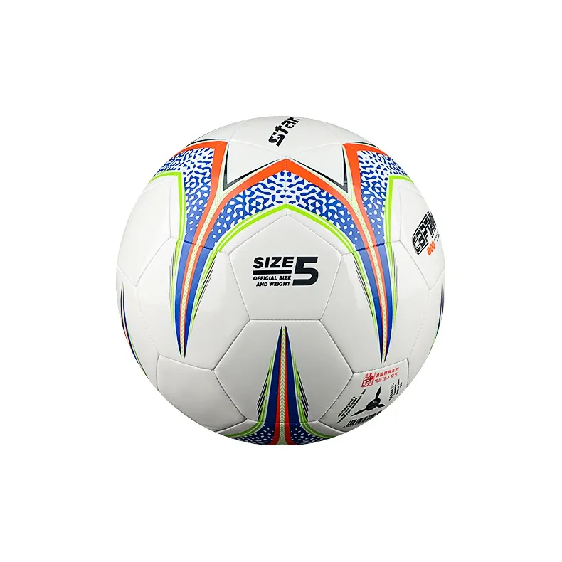 Star Size 5 Soccer PVC Machine Stitched Soccer Ball Unisex Orange Blue-2