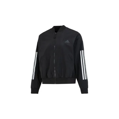 adidas Women'ss Striped Woven Windproof Jacket Black