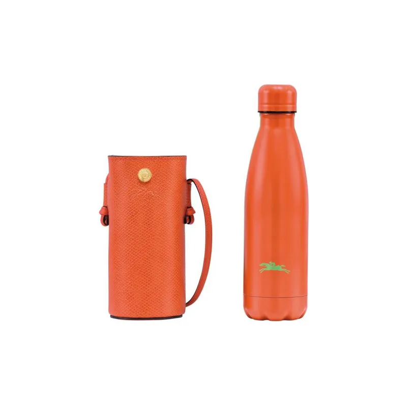 LONGCHAMP Cow Leather Water Bottle Bag, Crossbody Bag Regular Women's Orange-3