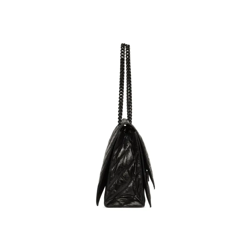 Balenciaga Crush Quilted Large Chain Bag Black-3