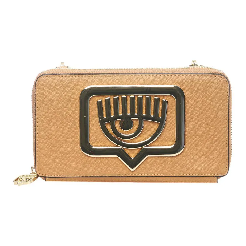 CHIARA FERRAGNI Eyelike Polyurethane Shoulder Bag Crossbody Bag Wallet Women's Brown-0