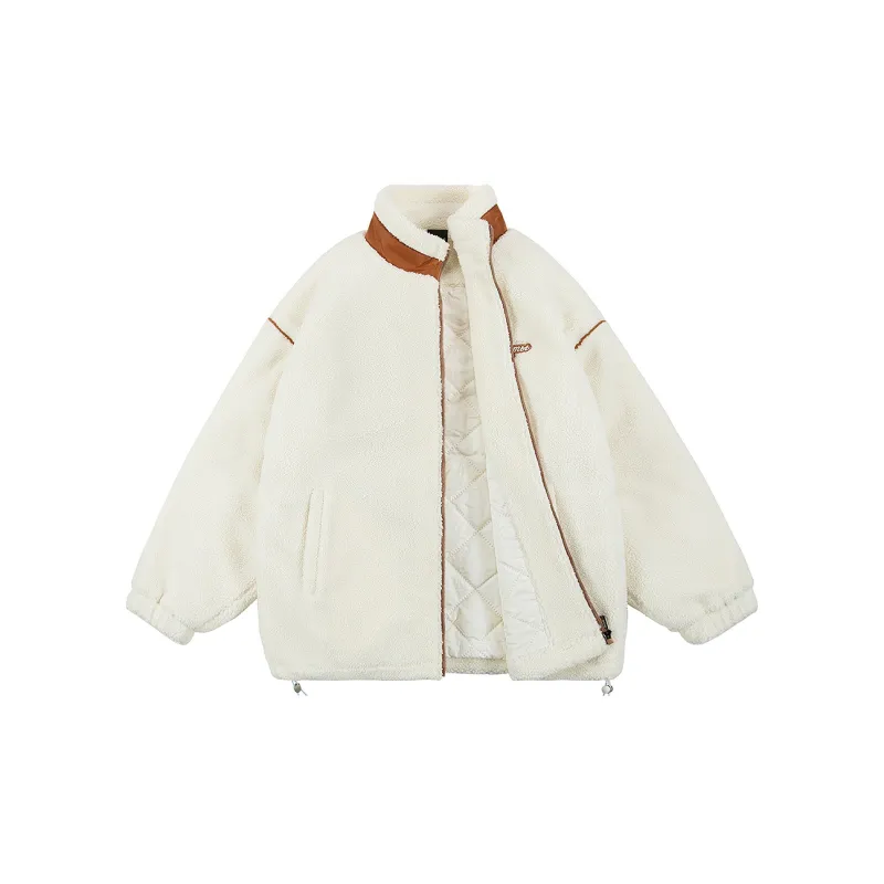 LOMBT Letter Stand Collar Loose Fit Thickened Puffer Jacket Unisex-4