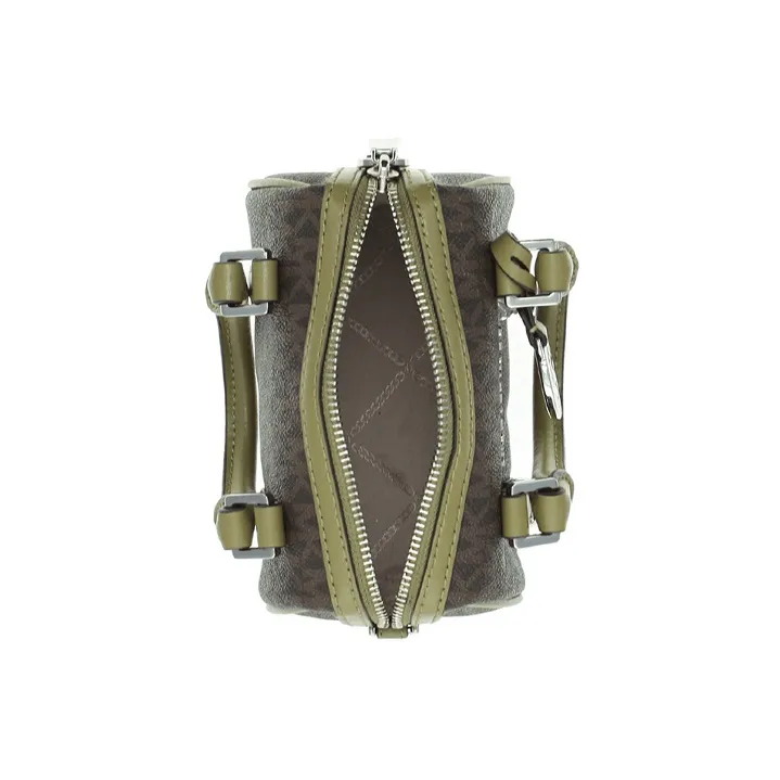 MICHAEL KORS PVC Bonded Leather Handbag Shoulder Bag Crossbody Bag Small Size Women's Dark Brown With Olive Green-5