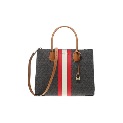 MICHAEL KORS Mercer stayhomewithbags Bag Shopping Bag Handbag Large Size Women's Dark Brown With Red White