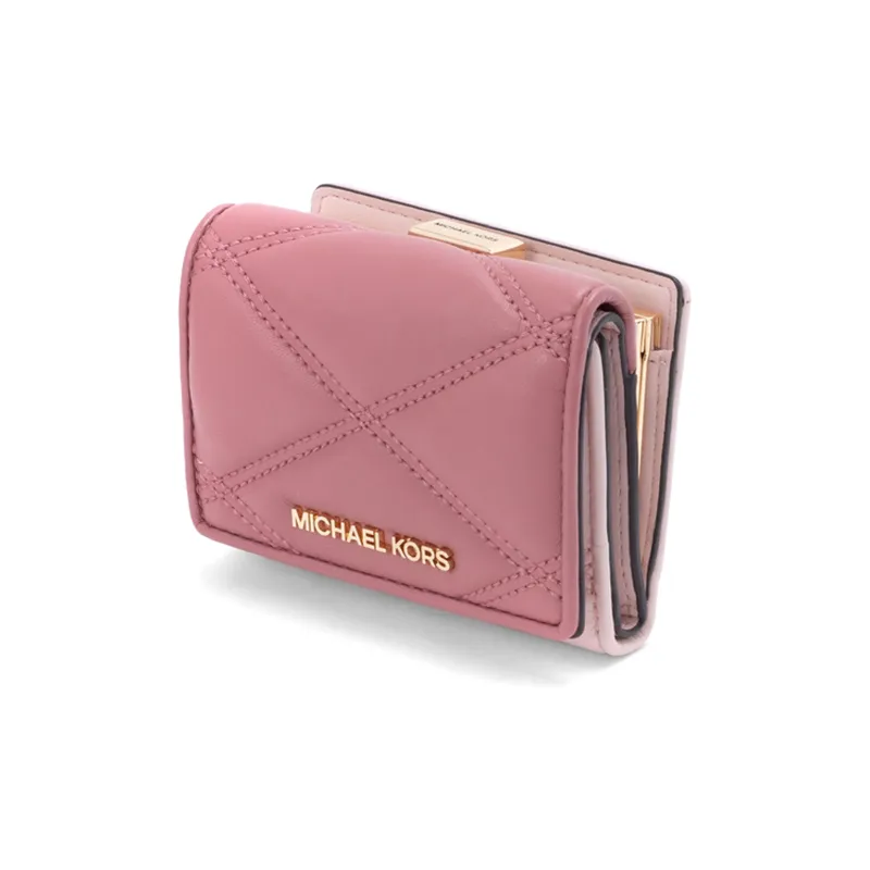 MICHAEL KORS Jet Set Travel Leather Card Holder Wallet Medium Size Women's Pink Blush-1
