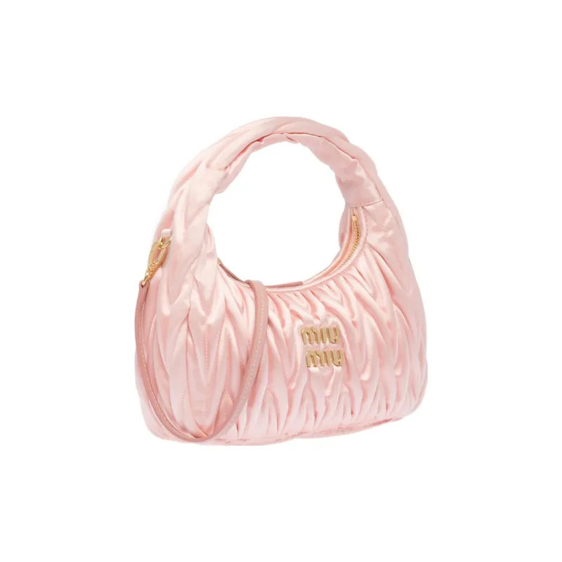 MIU MIU Matelassé Satin Leather Portable Crossbody Bag Shoulder Bag Women's Orchid Pink-1