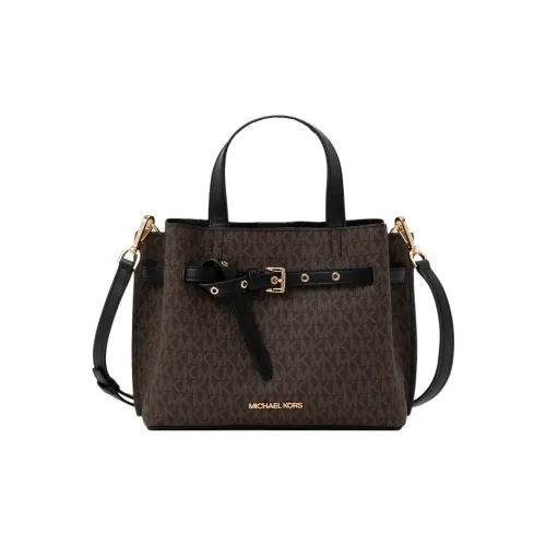 MICHAEL KORS Emilia Canvas Handbag Shoulder Bag Crossbody Bag Small Size Women's Brown & Black