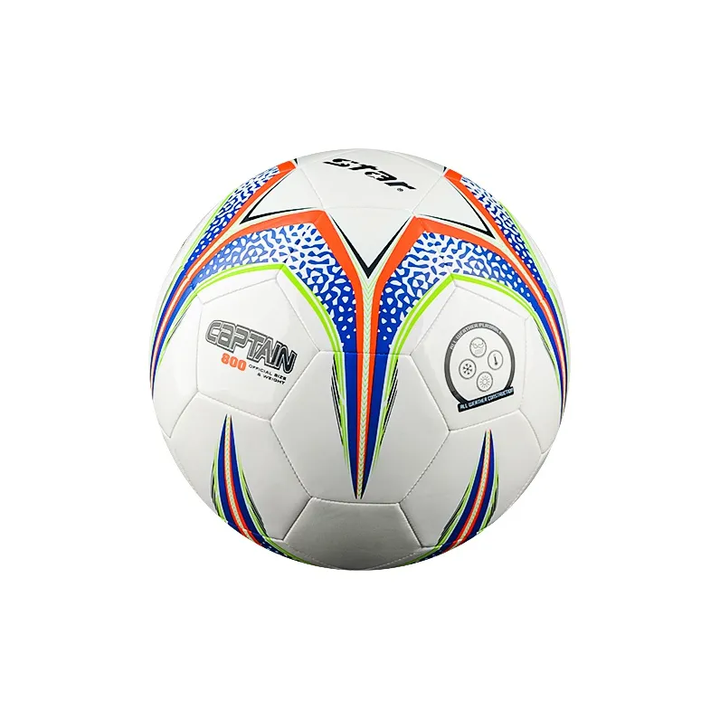 Star Size 5 Soccer PVC Machine Stitched Soccer Ball Unisex Orange Blue-3