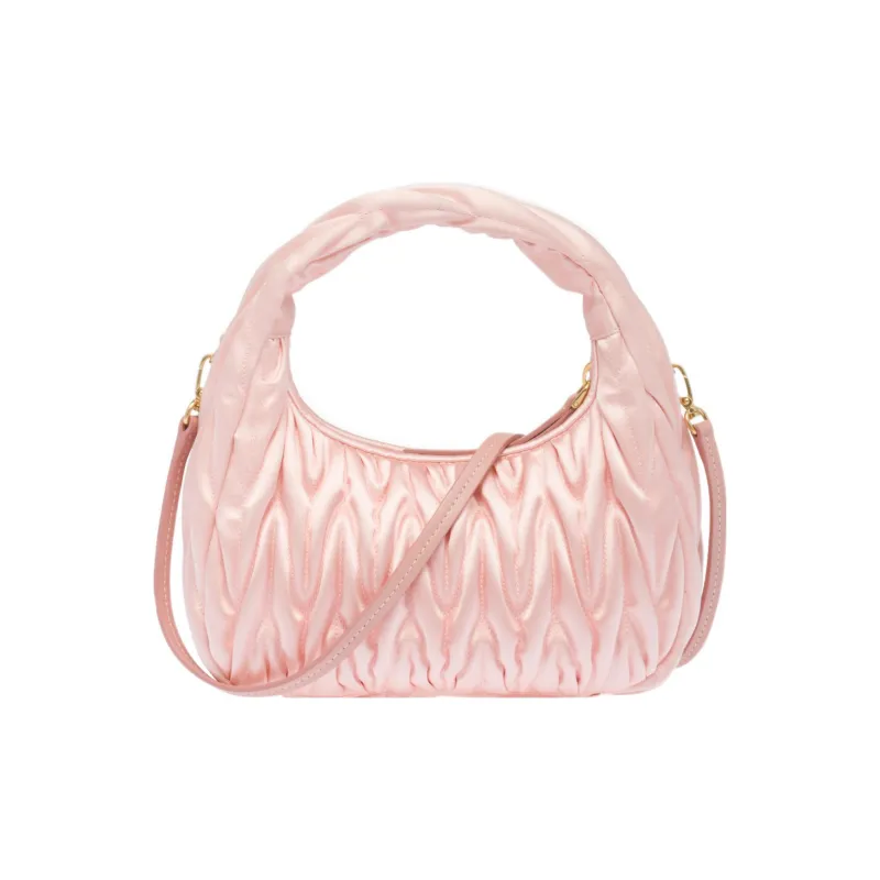 MIU MIU Matelassé Satin Leather Portable Crossbody Bag Shoulder Bag Women's Orchid Pink-2