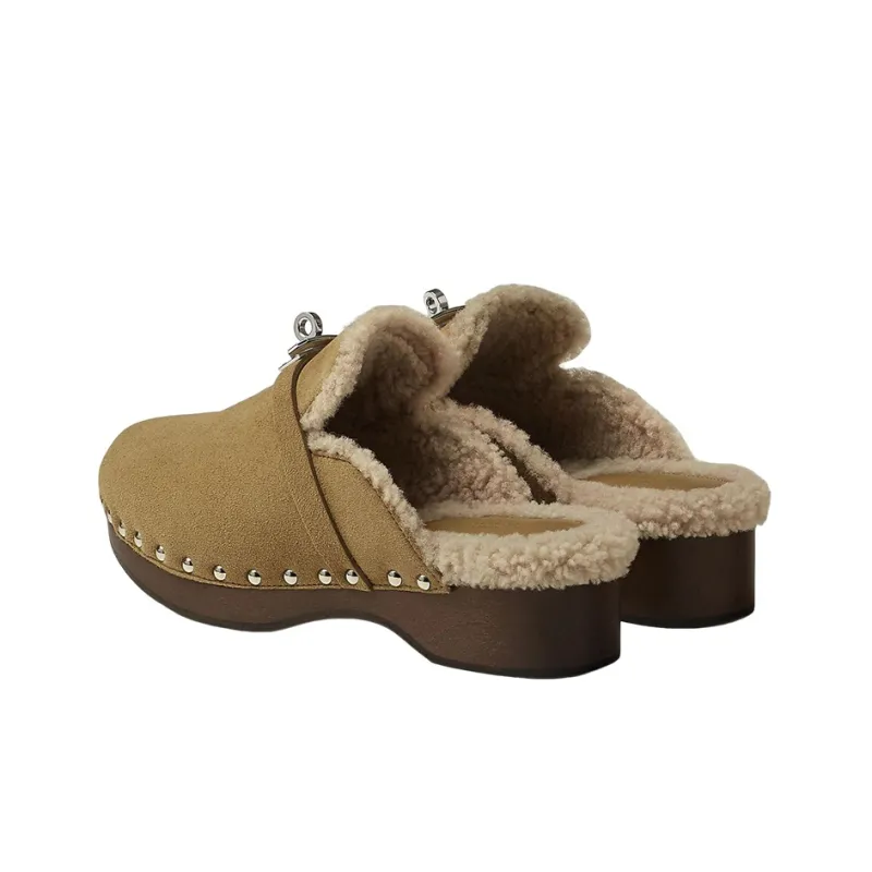 HERMES Carlotta Stylish Sandals Women's Brown-4