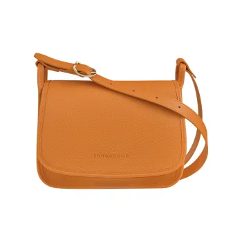 LONGCHAMP Le Foulonné Cow Leather Shoulder Bag Crossbody Bag Medium Size Women's Orange
