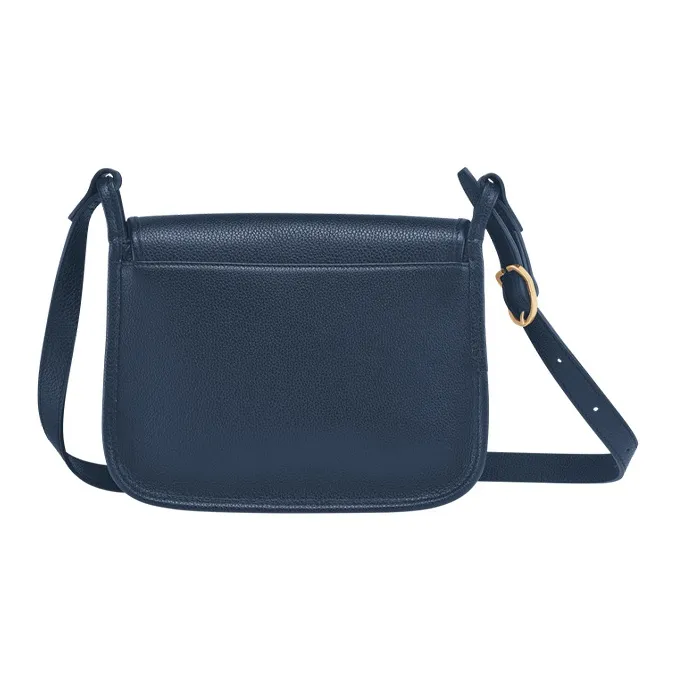 LONGCHAMP Le Foulonné Cow Leather Shoulder Bag Crossbody Bag Medium Size Women's Navy-2
