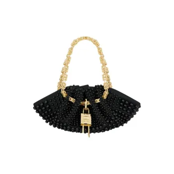 GIVENCHY Kenny Fabric With Sheepskin Patchwork Handbag Mini Women's Black