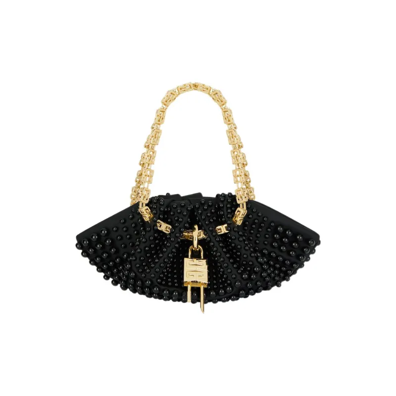 GIVENCHY Kenny Fabric With Sheepskin Patchwork Handbag Mini Women's Black-0