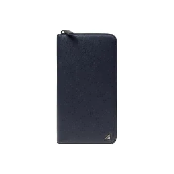 PRADA Cow Leather Clutches Wallets Men's Dark Blue