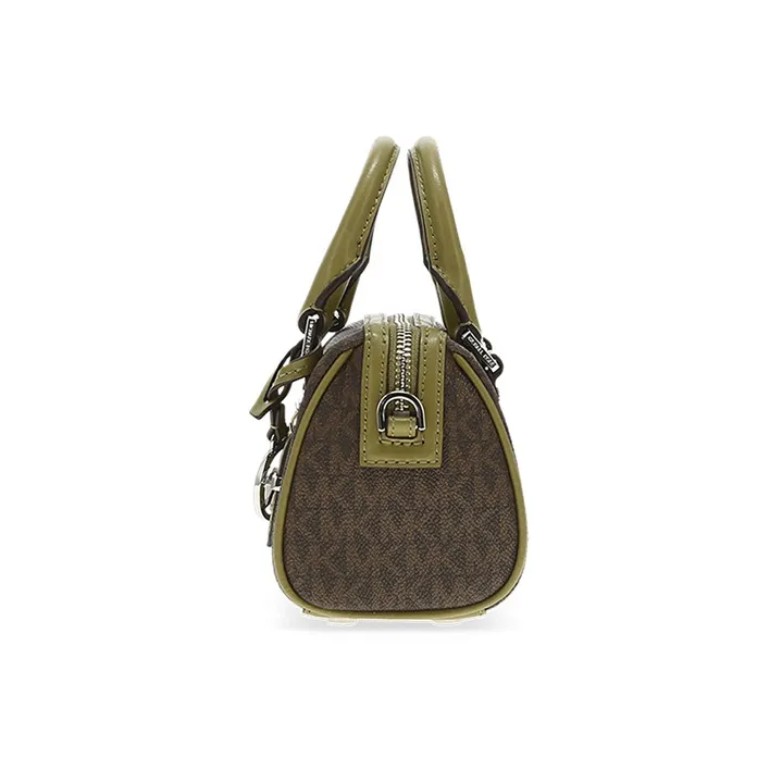 MICHAEL KORS PVC Bonded Leather Handbag Shoulder Bag Crossbody Bag Small Size Women's Dark Brown With Olive Green-2
