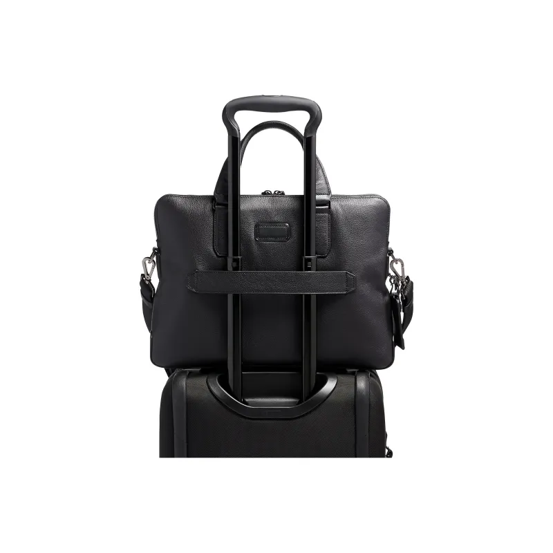 TUMI Harrison Tower Leather Briefcase Men's Black-2