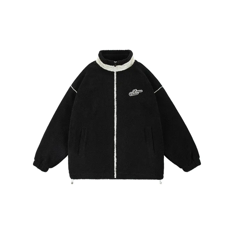 LOMBT Letter Stand Collar Loose Fit Thickened Puffer Jacket Unisex-1