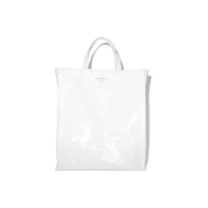 Acne Studios Shiny Coated Cotton Tote Bag, Shopping Bag, Handbag Women's White-0