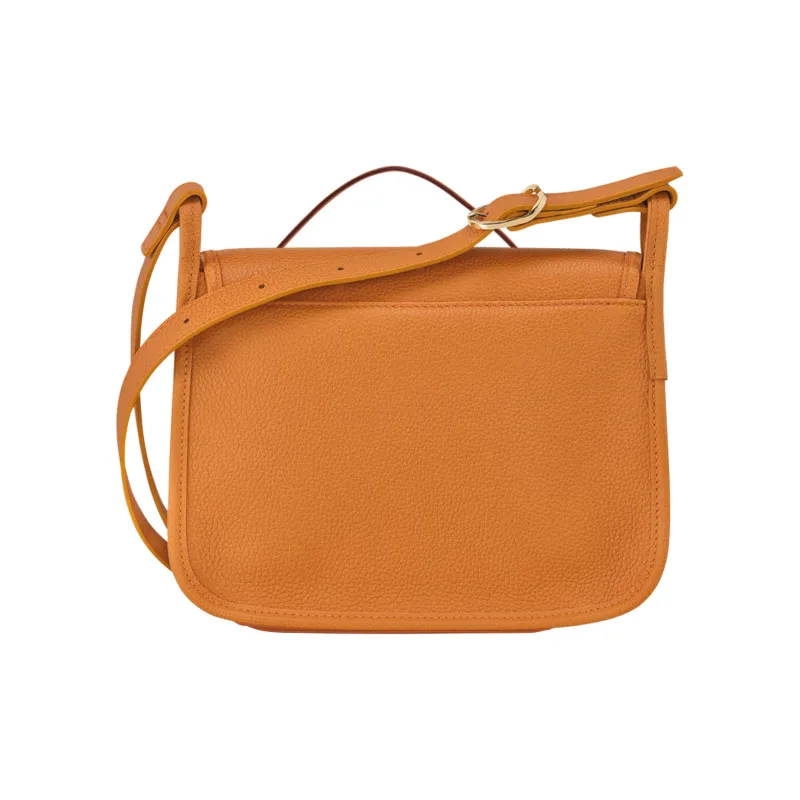 LONGCHAMP Le Foulonné Cow Leather Shoulder Bag Crossbody Bag Medium Size Women's Orange-1