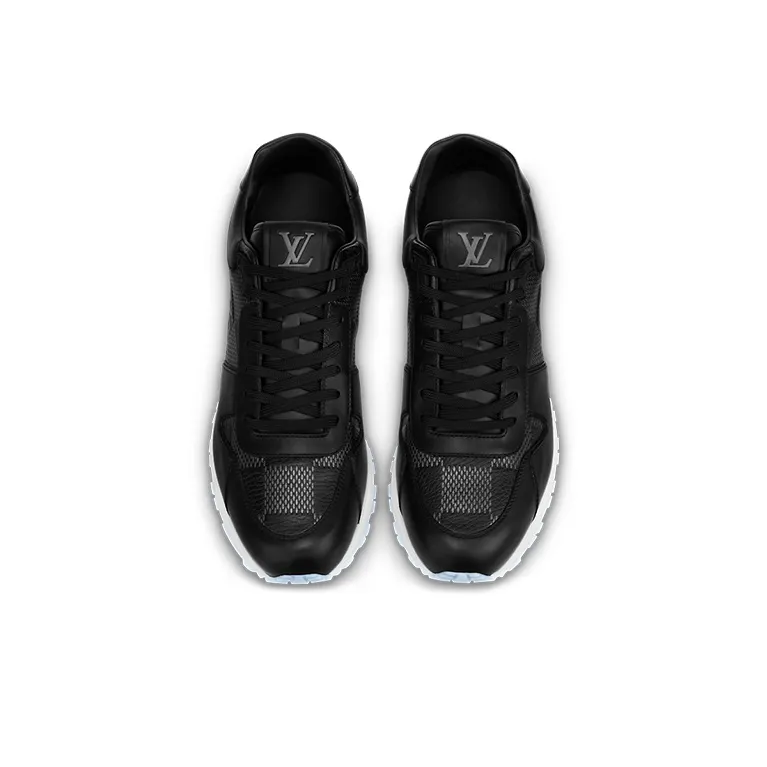 LOUIS VUITTON Run Away Sneakers 'Black With White Plaid'-2