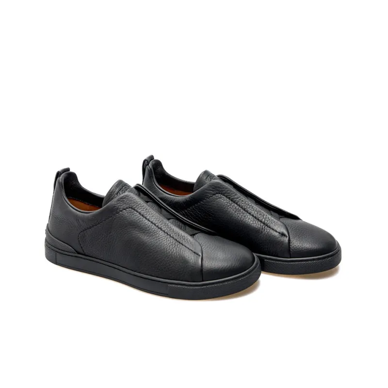 Zegna Triple Stich Leather Sneakers-2