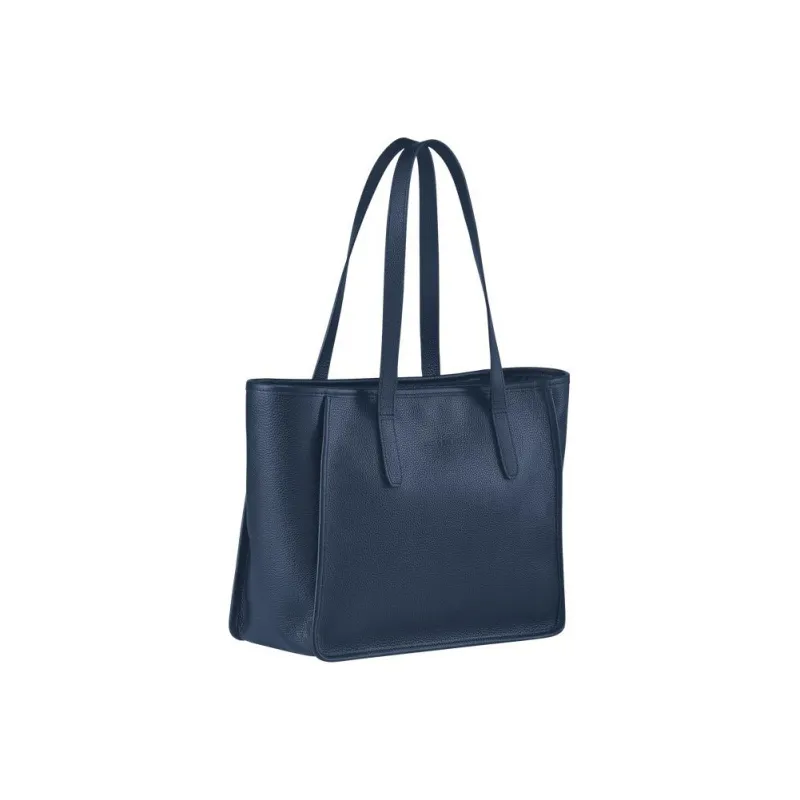 LONGCHAMP Le Foulonné Cow Leather Handbag Shoulder Bag Women's Navy-1