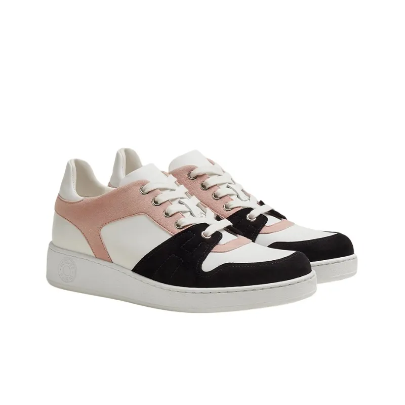 HERMES Low Top Stylish Skateboarding Shoes Women's White Pink Black-2