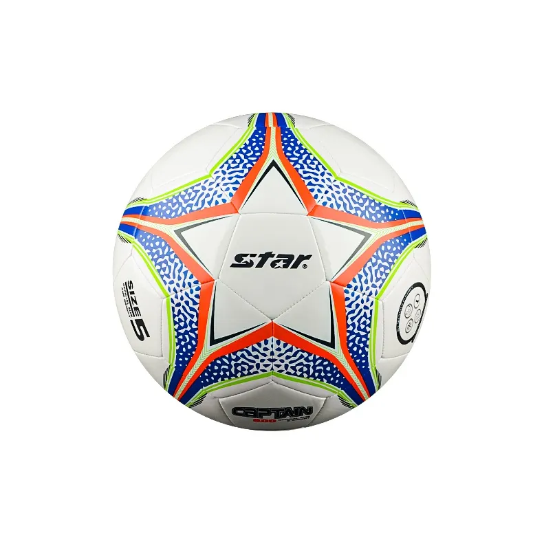 Star Size 5 Soccer PVC Machine Stitched Soccer Ball Unisex Orange Blue-1