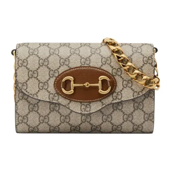 GUCCI Horsebit 1955 Canvas With Leather Crossbody Bag Shoulder Bag Women's Ebony