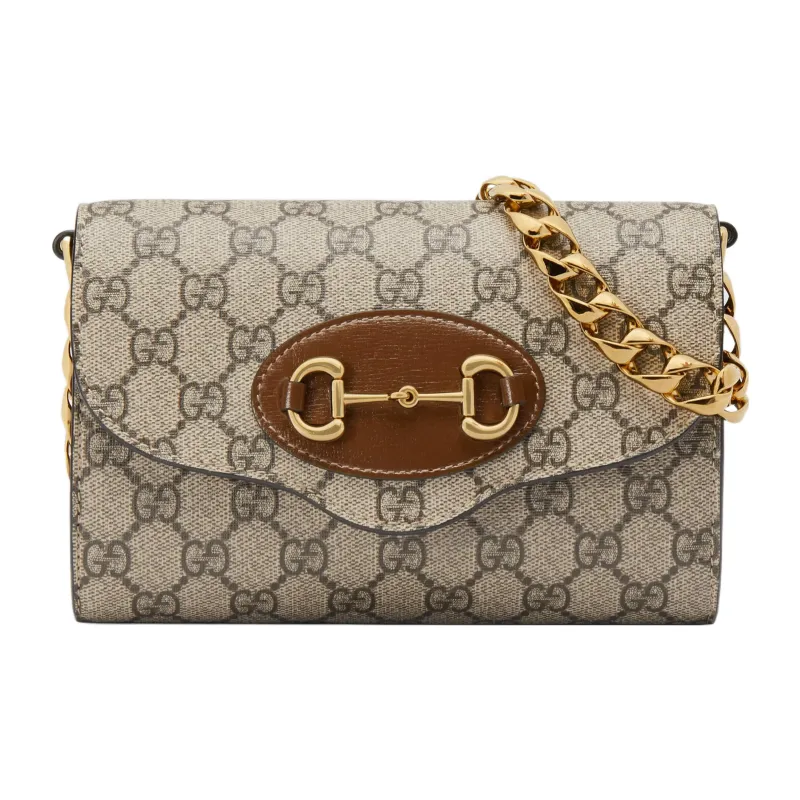 GUCCI Horsebit 1955 Canvas With Leather Crossbody Bag Shoulder Bag Women's Ebony-0