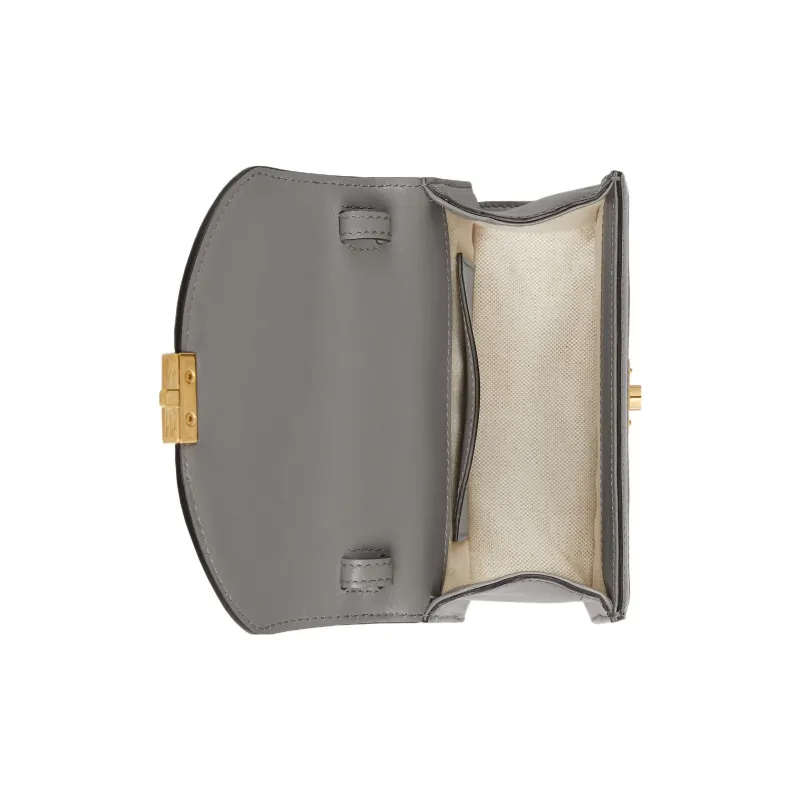 GUCCI GG Matelassé Leather Lock Controller Bag Shoulder Bag Crossbody Bag Small Size Women's Gray-6