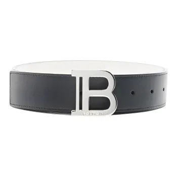 BALMAIN Classic Logo Smooth Buckle Belt Men's Black Width: 3.5cm