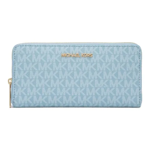 MICHAEL KORS Jet Set Travel Coated Canvas Card Holder Wallet Large Size Women's Light Blue