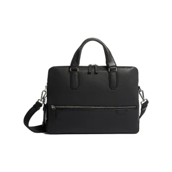 TUMI Harrison Tower Leather Briefcase Men's Black