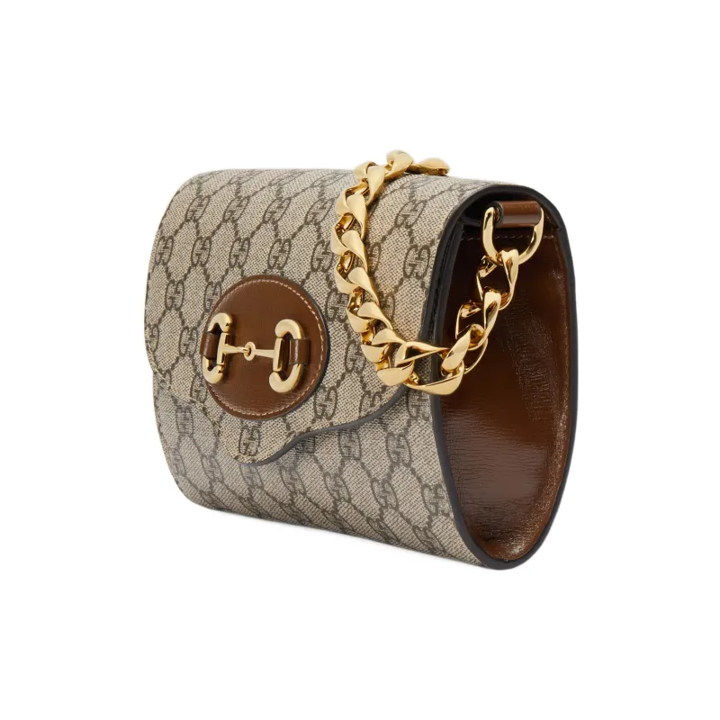 GUCCI Horsebit 1955 Canvas With Leather Crossbody Bag Shoulder Bag Women's Ebony-3