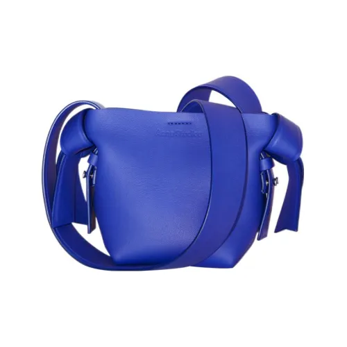 Acne Studios Matte Grain Cow Leather Tote Bag, Shopping Bag, Portable Crossbody Bag, Shoulder Bag Women's Blue