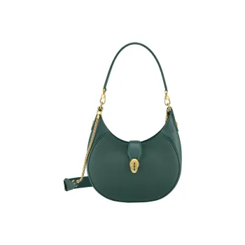 BVLGARI Serpenti Ellipse Grain Calfskin Portable Crossbody Bag, Shoulder Bag Medium Size Women's Green