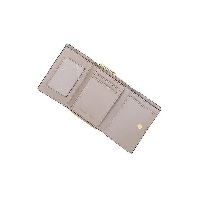 MICHAEL KORS Jet Set Travel Coated Canvas Card Holder Wallet Small Size Women's Gray White-5